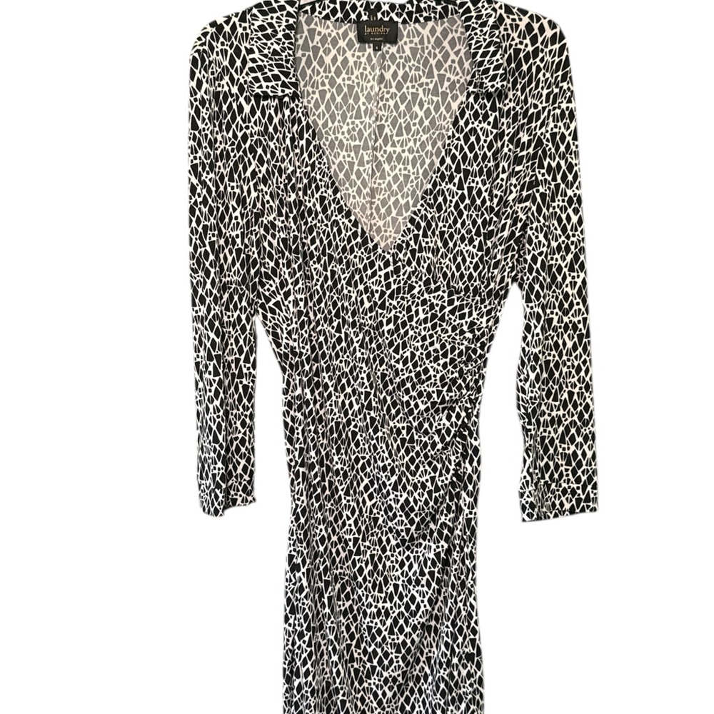 Black and White Patterned wrap Dress